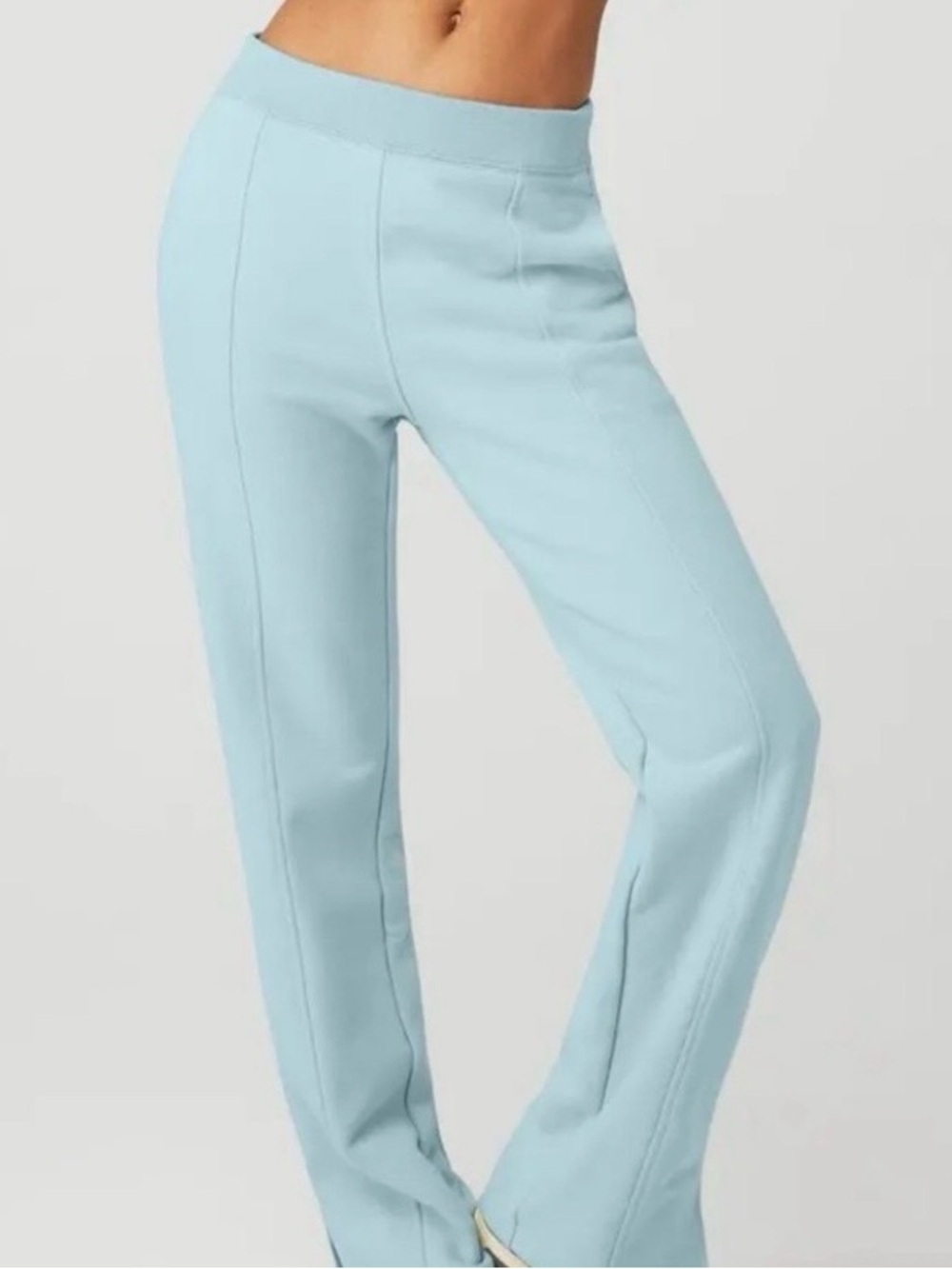 ALO Yoga Pale Blue High-Rise Straight Leg Track Pants. Size S